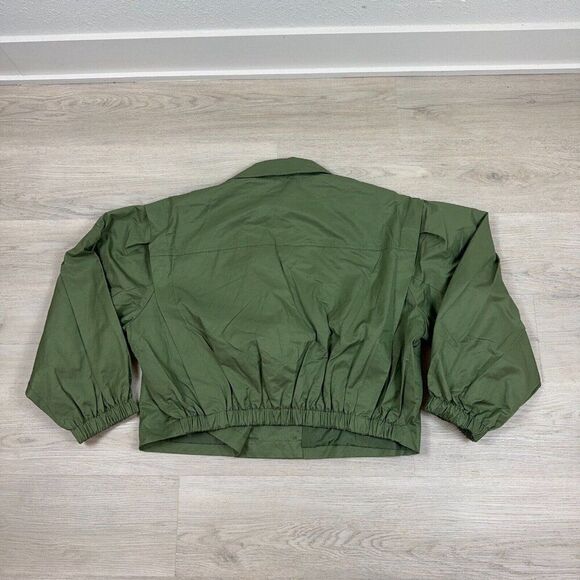 Free People Looking Glass Trench Coat Womens XL Green Cropped - Picture 6 of 7